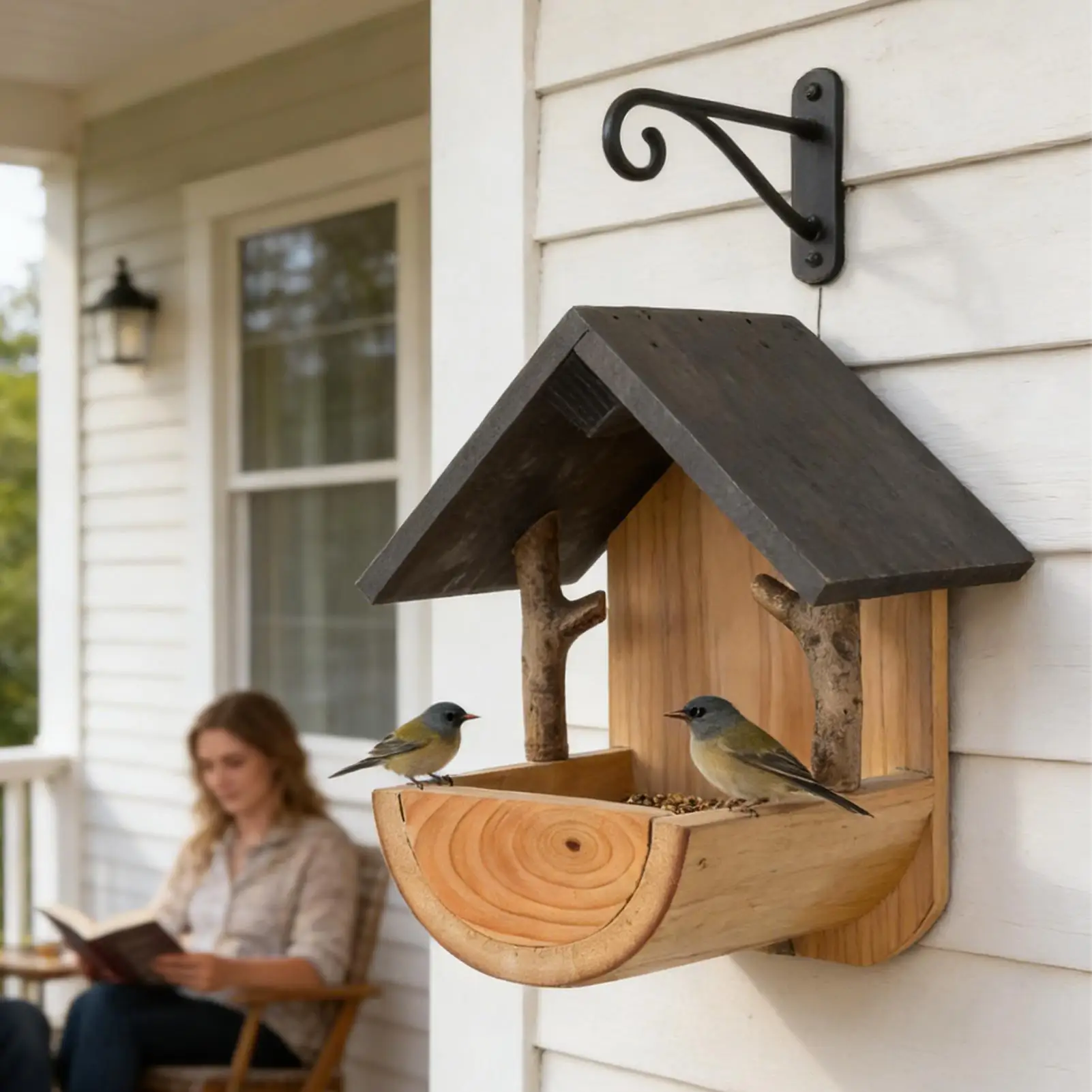 Watch Es - Wall Mount Wooden bird feeder Outdoor
