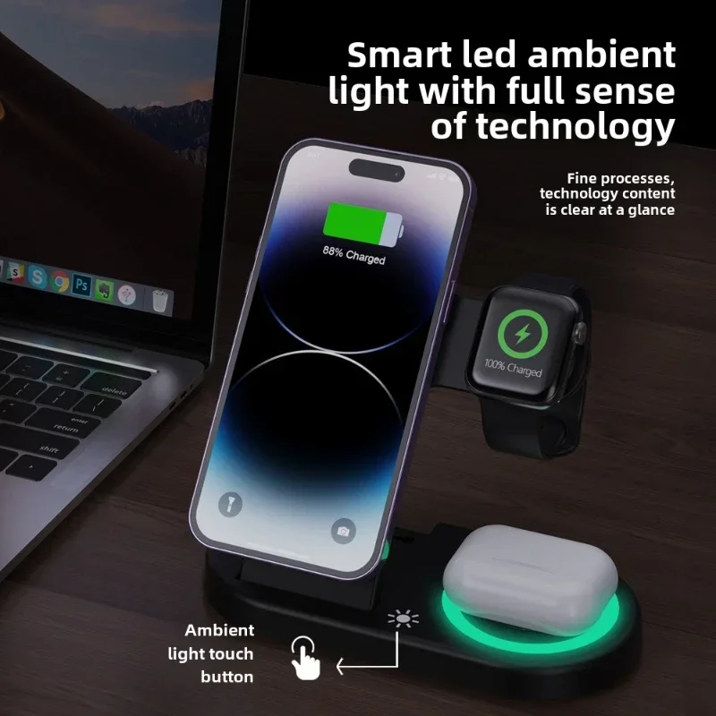 15W Fast Wireless Charger Stan - Watch 7 Smartwatch Iphone ulasan dan harga