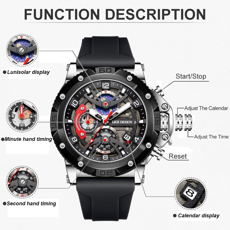 LIGE Top Brand Luxury Men Watc - Smartwatch Watches Brands For Men ulasan dan harga