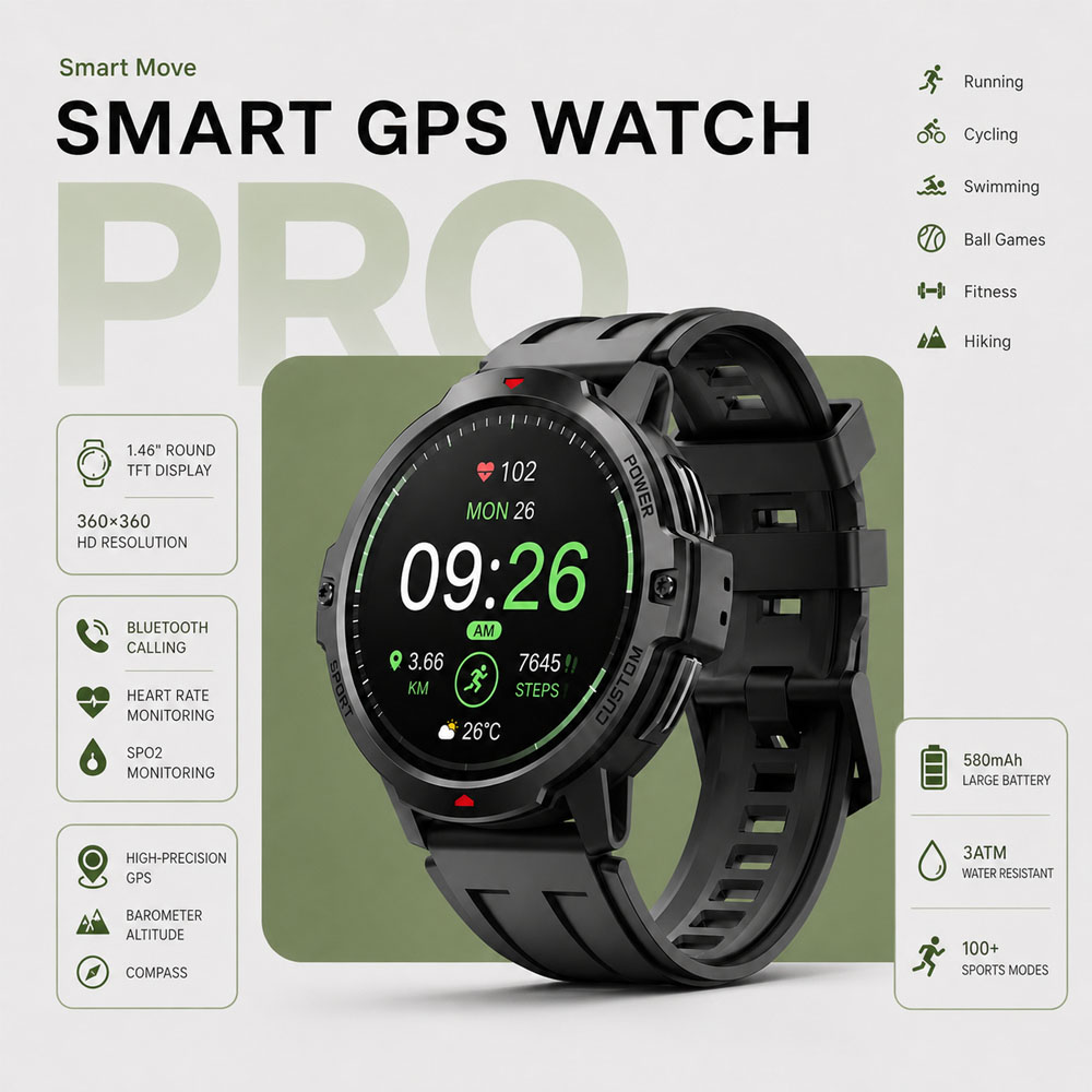NEW 1.46 Inches Military GPS S - Timex Watches Smartwatch ulasan dan harga