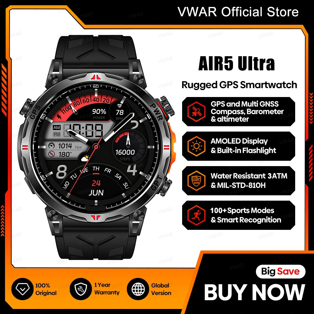 VWAR Air5 Ultra GPS Smartwatch - Watch Vs Smartwatch ulasan dan harga
